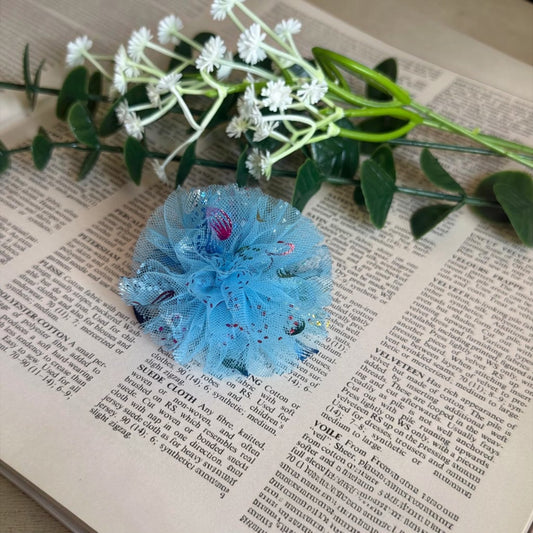 Tulle Bloom Sky Blue Hair Tie