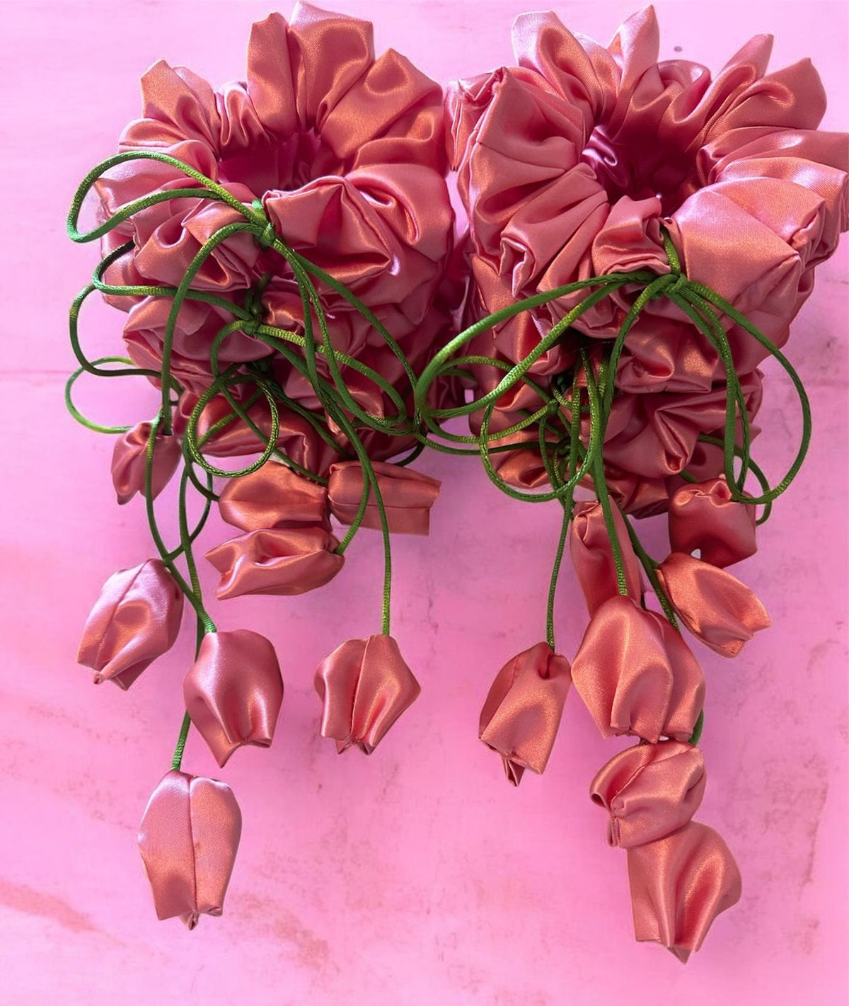 Melon Scrunchie with Hanging Tulip Detail