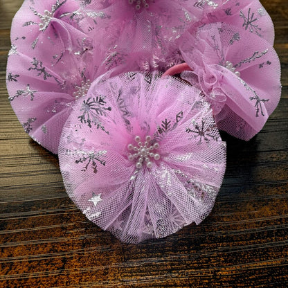 Pink Snowflake Tulle Round (Pack of 2)