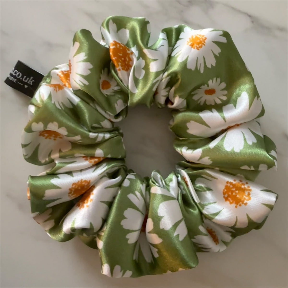 Sage Daisy Scrunchie