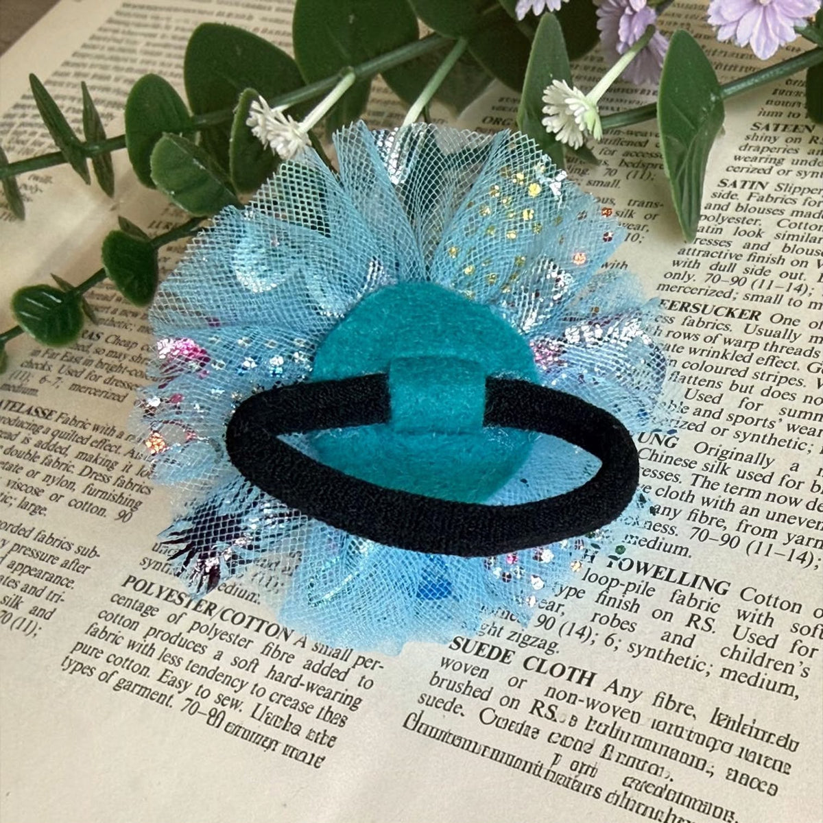 Tulle Bloom Sky Blue Hair Tie