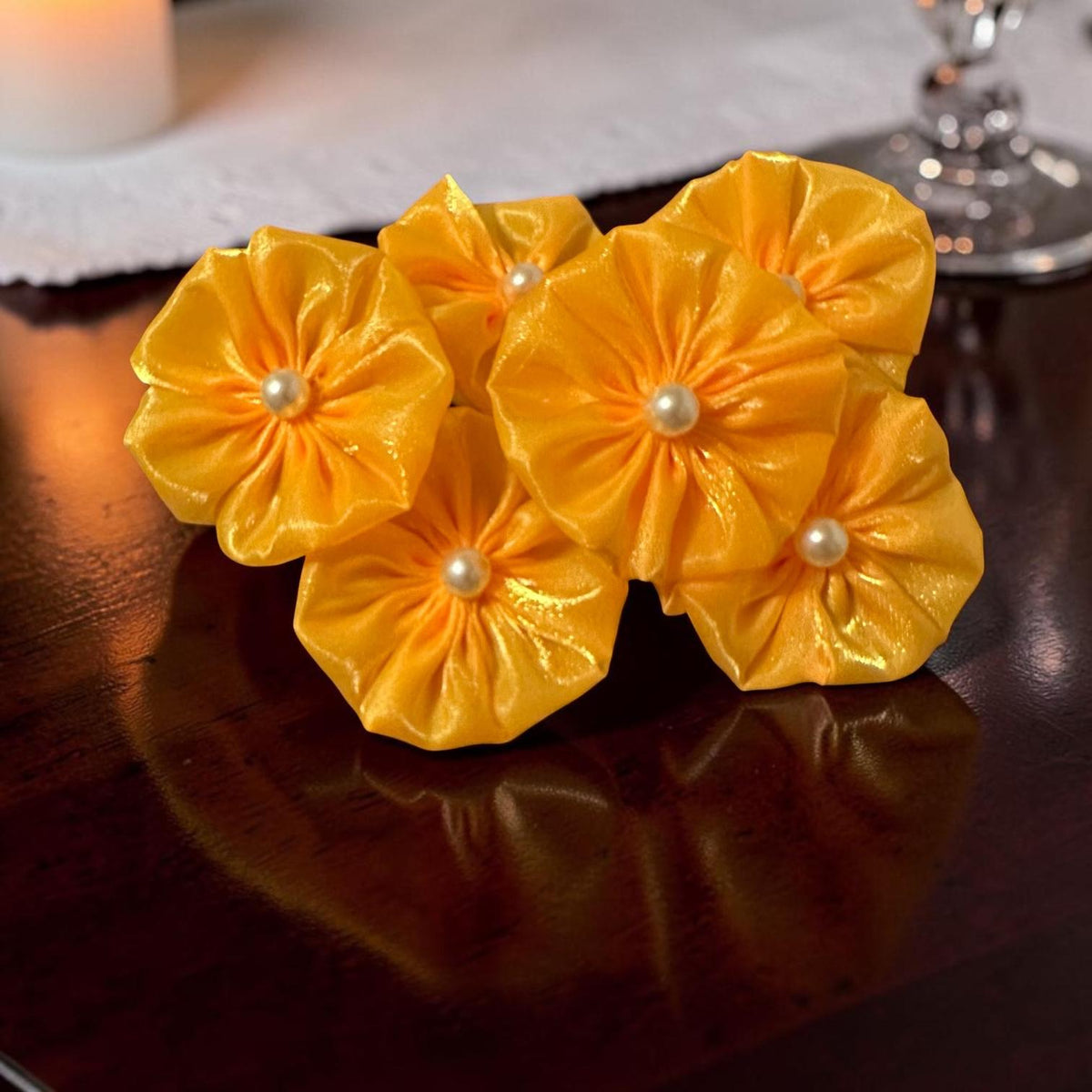 Sunlit Pearl Bloom Hair Tie