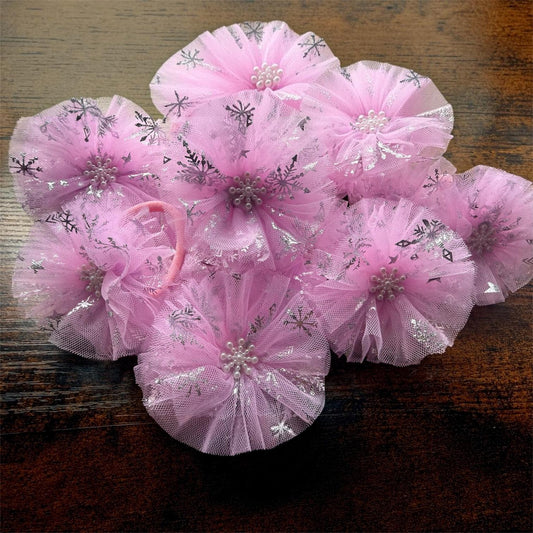 Pink Snowflake Tulle Round (Pack of 2)