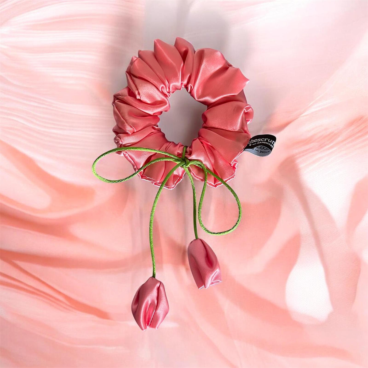 Melon Scrunchie with Hanging Tulip Detail