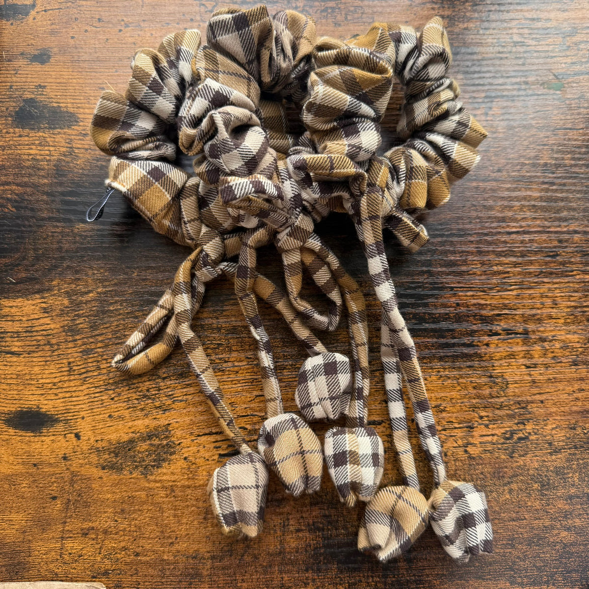 Autumn Tartan Scrunchie with Hanging Detail