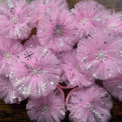 Pink Snowflake Tulle Round (Pack of 2)