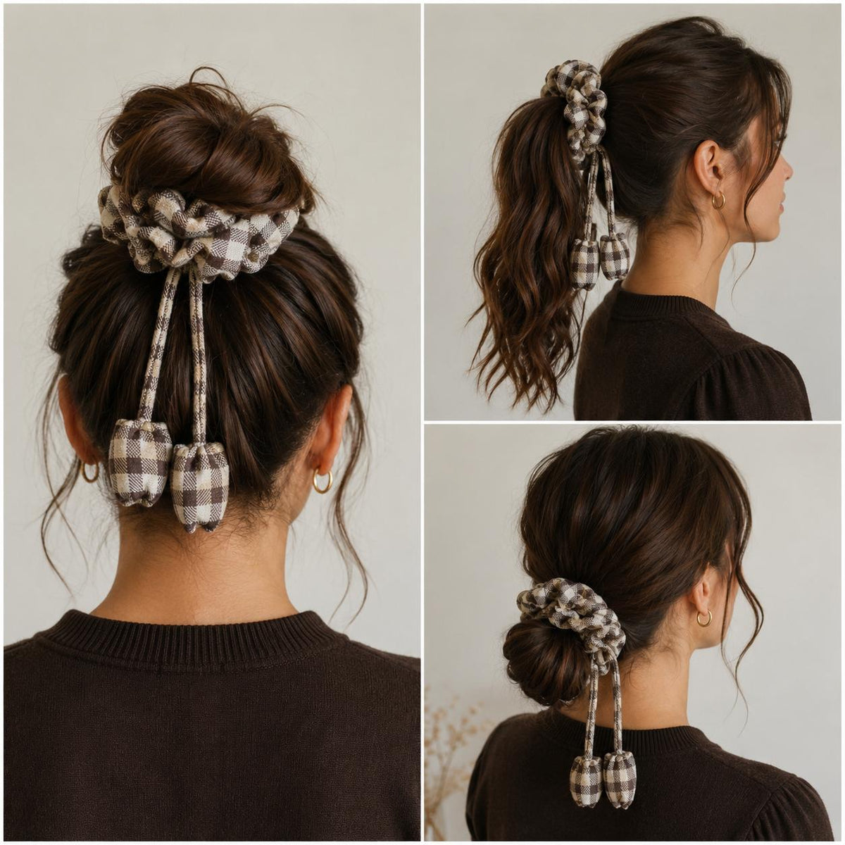 Autumn Tartan Scrunchie with Hanging Detail