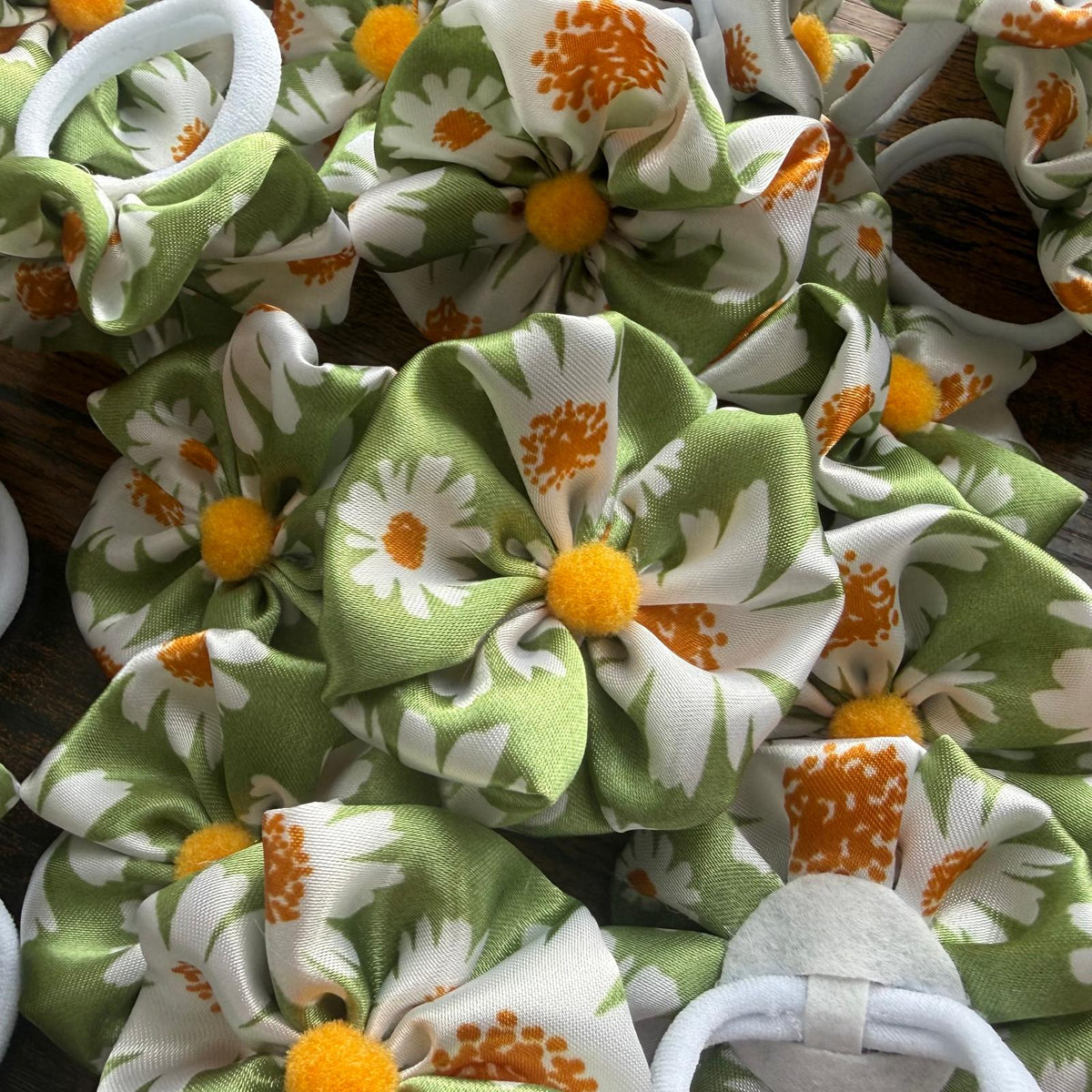 Sage Daisy Hair Tie