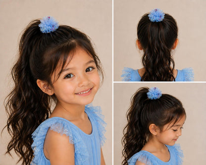 Tulle Bloom Sky Blue Hair Tie