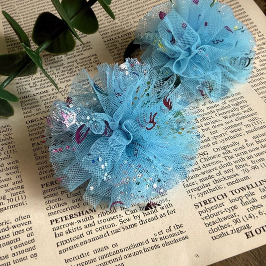 Tulle Bloom Sky Blue Hair Tie